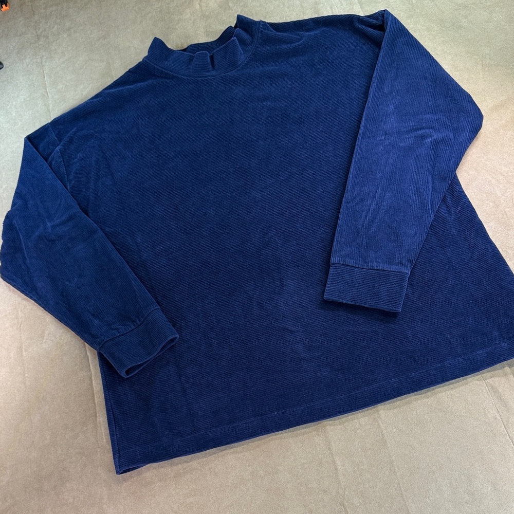 Lands' End Women's Navy Corduroy Turtleneck